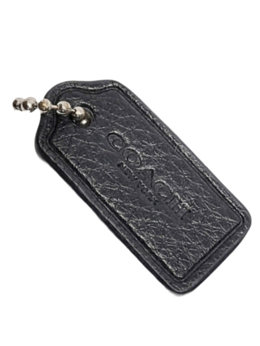🖤 Coach 1.25" Black Pebbled Leather Hangtag Bag Fob Mini Charm Keychain RARE